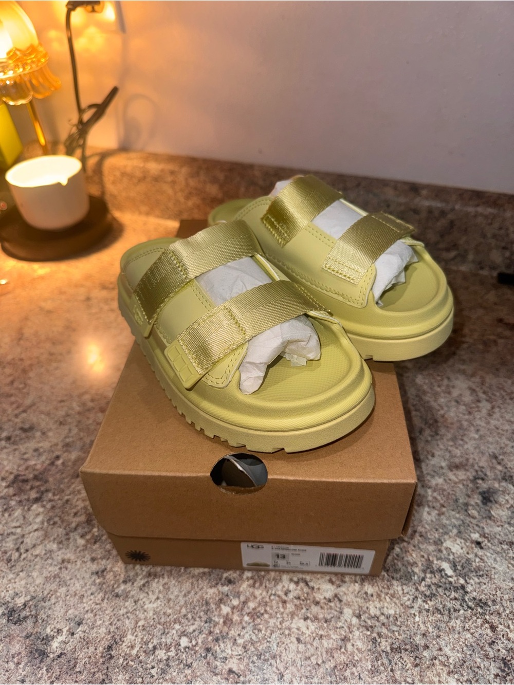UGG Kids Slide Sandals in Lemon Yellow